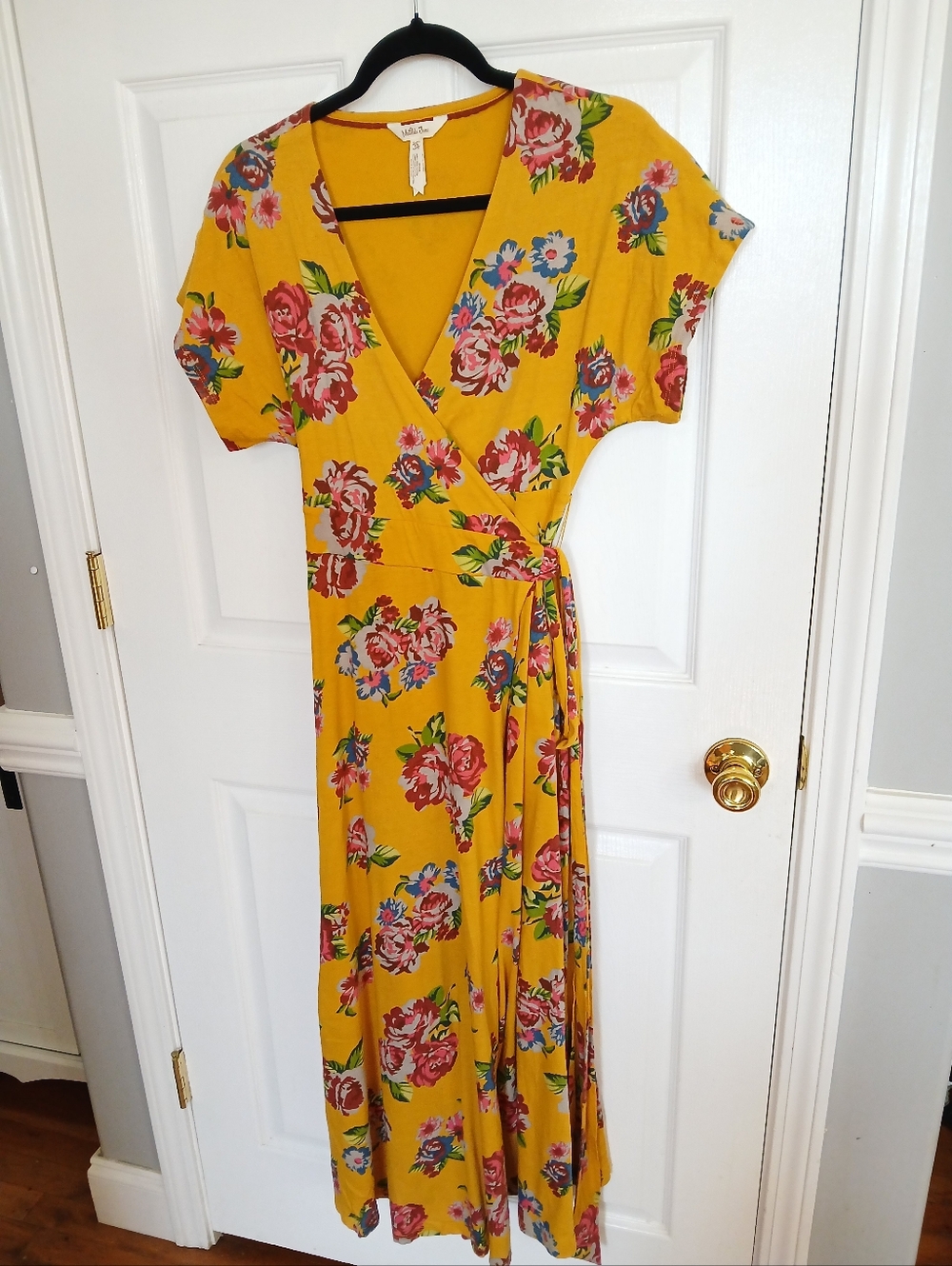 Matilda Jane Alana Mustard Floral Cotton Wrap Maxi Dress Boho Cottage Fairy - Picture 3 of 6